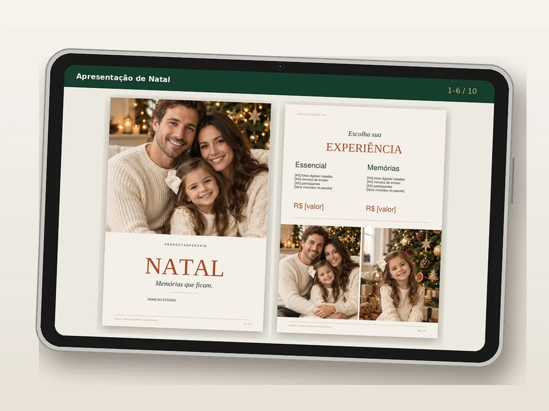 Prévia das 6 apresentações comerciais editáveis para ensaios de Natal